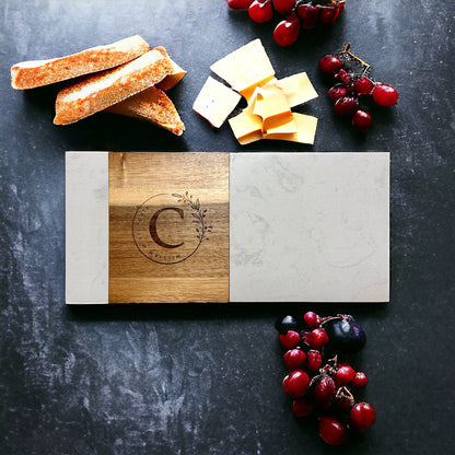 White Marble & Acacia Wood Serving Board